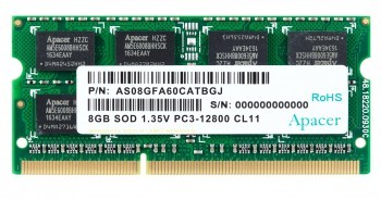 Apacer 8GB (1x8GB) 1600Mhz CL11 DDR3 1.35V  Notebook SODIMM Ram (DV.08G2K.KAM)