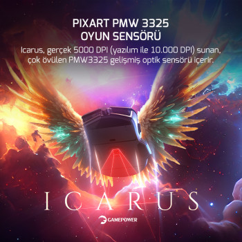 GAMEPOWER ICARUS GAMING RGB MOUSE 10.000DP USB SİYAH
